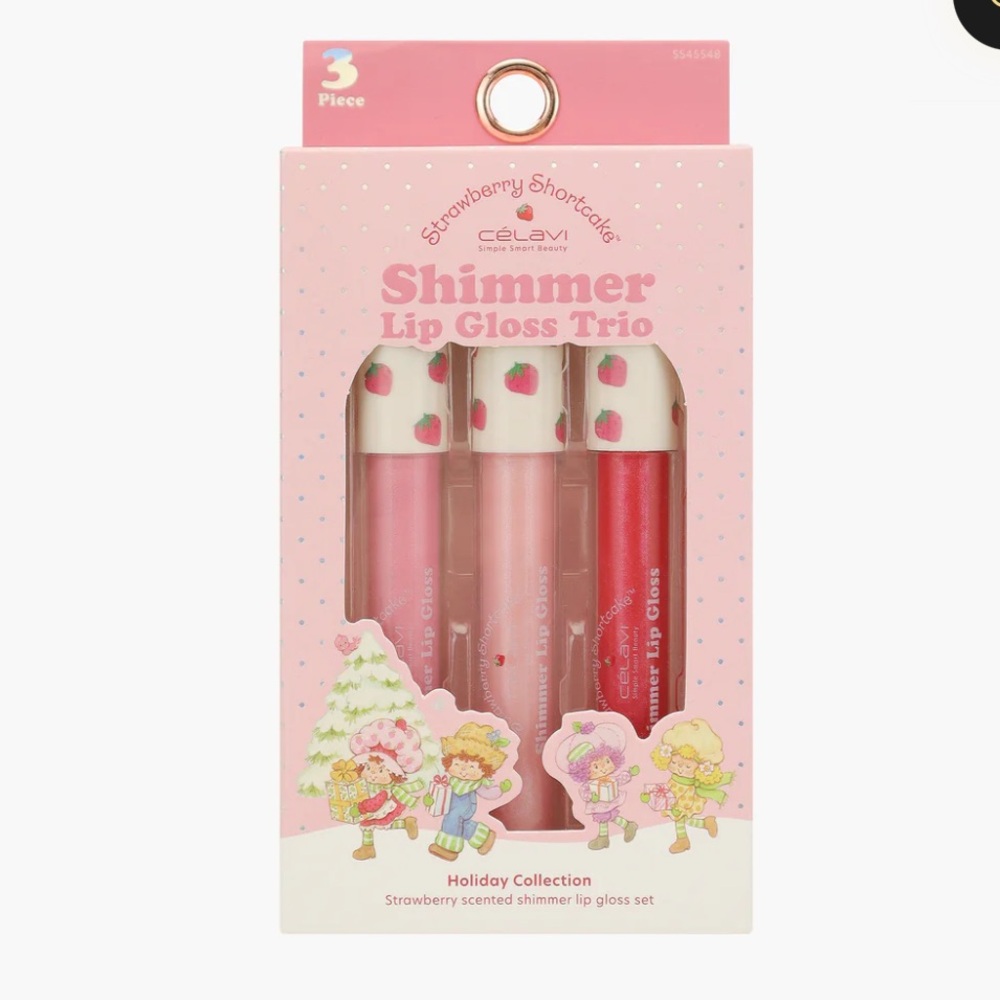 ALL NEW! STRAWBERRY SHORTCAKE SHIMMER LIP GLOSS 3 Piece COLLECTION